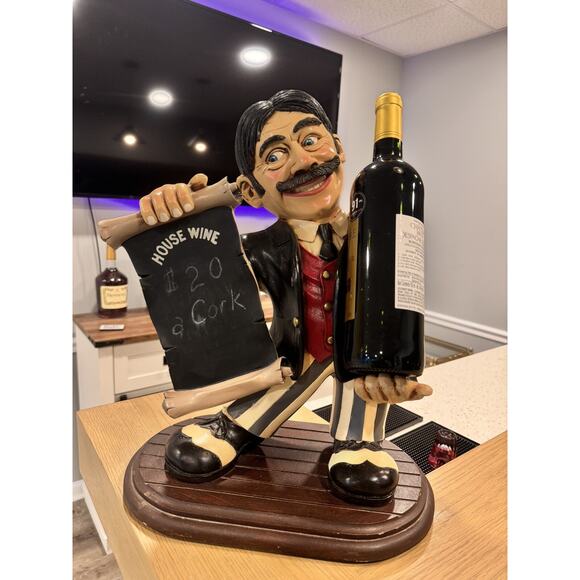 Peter Mook Signed Waiter Wine Holder Restaurant Style Statue 18” Tall - Picture 2 of 15